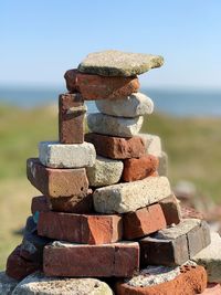 Close-up of stack of stones