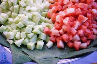 Close-up of chopped fruits in bowl