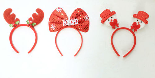 High angle view of heart shapes on white background