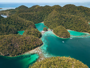 High angle view of sea against sky