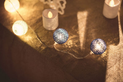 High angle view of christmas decoration on table