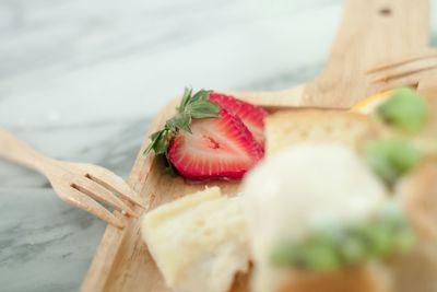 Close-up of fruit on wooden table