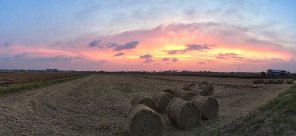 Scenic view of landscape at sunset