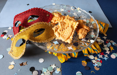 High angle view of cake on table