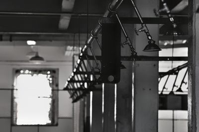 Metal railing hanging on staircase