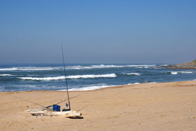 Scenic view of beach against clear sky