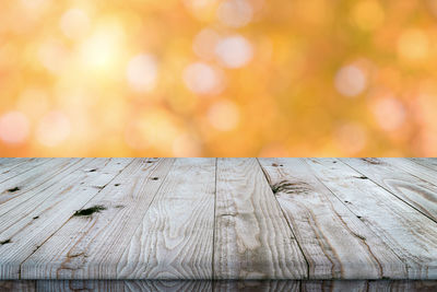 Close-up of wooden table