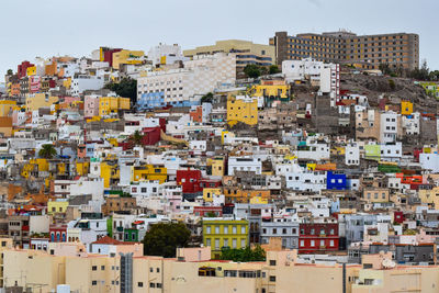 High angle view of townscape against sky