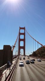 View of suspension bridge against sky