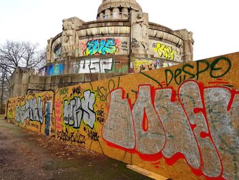 Low angle view of graffiti on wall