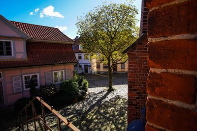 Houses against sky in city