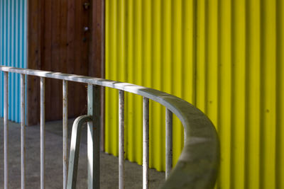 Old metallic railing against wall