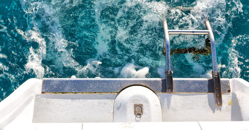 High angle view of swimming pool by sea