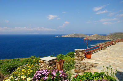 Scenic view of sea against cloudy sky