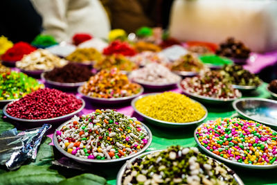 High angle view of vegetables for sale in market