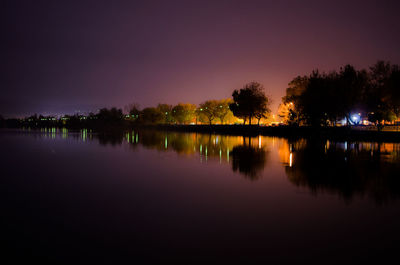 Scenic view of lake against sky at sunset