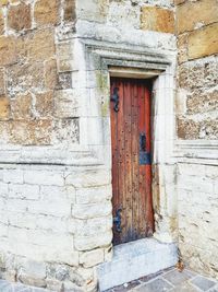 Closed door of house