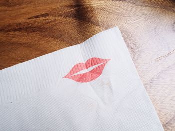 High angle view of tissue paper on table