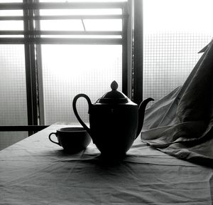 Close-up of tea served on table at home