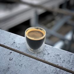 High angle view of coffee on table