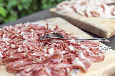 Close-up of food on cutting board