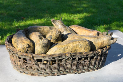 Close-up of wicker basket