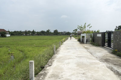 Scenic view of farm against sky