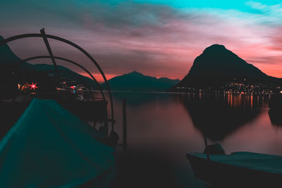 Scenic view of lake during sunset