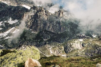 Panoramic view of rocks and mountains