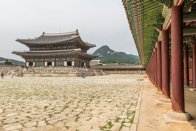 View of temple building against sky