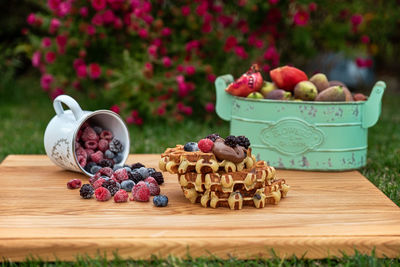 Various fruits on table