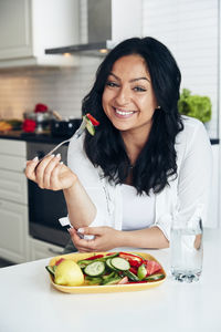 Woman having meal