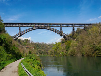 Bridge over river against sky