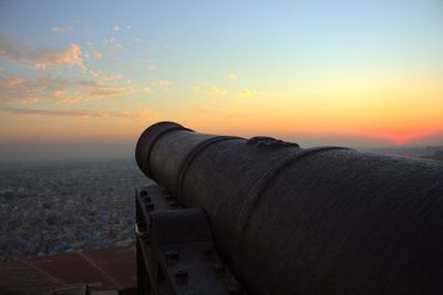 View of cityscape at sunset