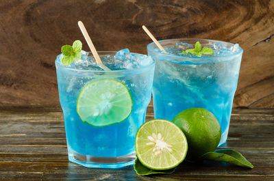 Close-up of drinks on table