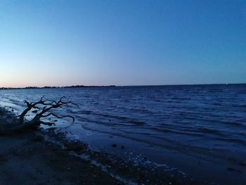 Scenic view of sea against clear sky