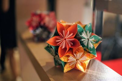 Close-up of flowers on table