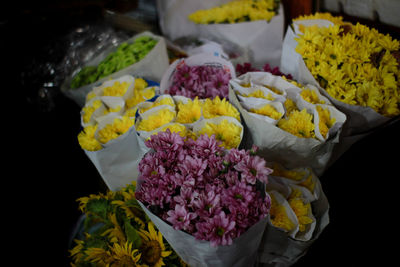 High angle view of yellow flowering plant