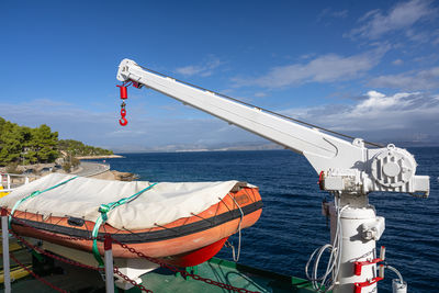 Low angle view of ship against sky