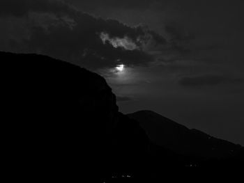 Scenic view of silhouette mountain against sky