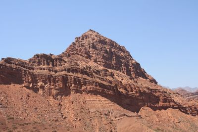 Scenic view of rocky mountains against clear sky