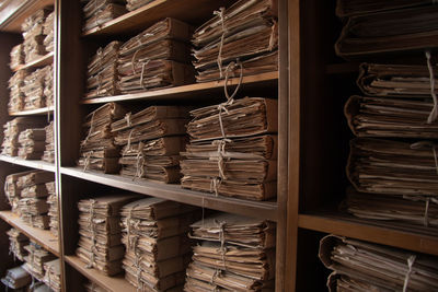 Full frame shot of wooden shelves