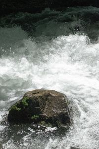 High angle view of wave in sea