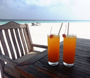 Panoramic view with cocktails in maldives