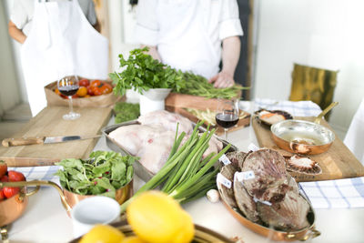 View of table during cooking classes