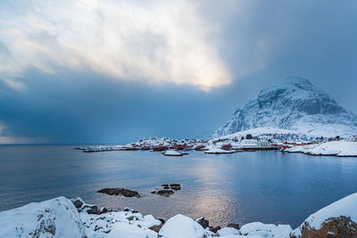 Scenic view of sea against sky during winter