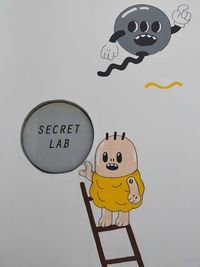 Information sign on paper against white background