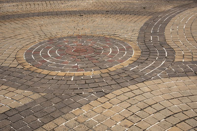 High angle view of cobblestone street