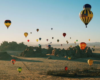 Hot air balloons flying in sky