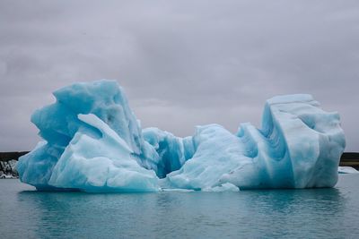 Scenic view of frozen sea against sky